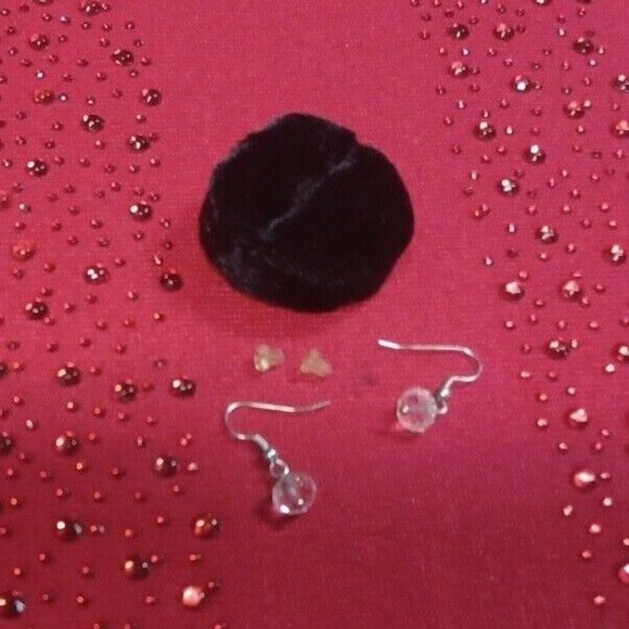 Clear Beaded Dangle Pierced Earrings Hang About 1/2" New - Picture 4 of 5